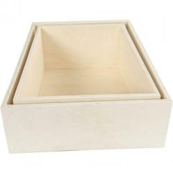Houten display kistjes huizen 20,3+25,3+31cm set 3 stuks