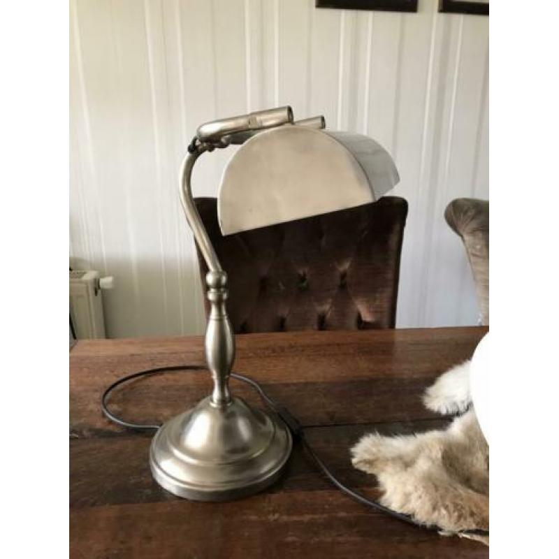 Authentieke bureaulamp RVS