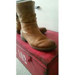 Hush puppies lederen dames laarsjes 38 cognackleurig