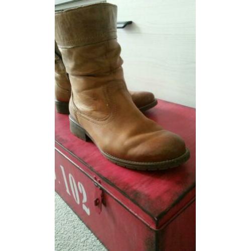 Hush puppies lederen dames laarsjes 38 cognackleurig