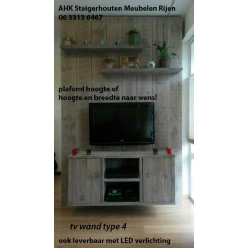 TV Wanden op maat van echt gebruikt steigerhout!