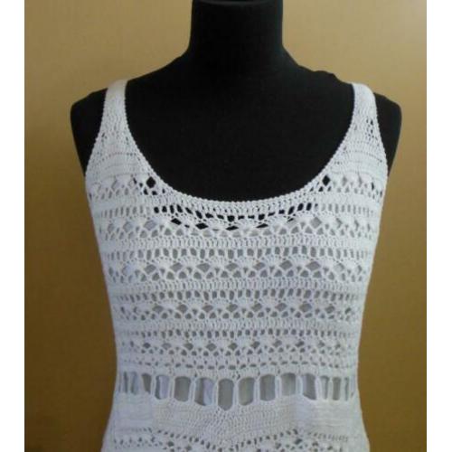 Handmade Zara knitwear jurkje wit Ibizstyle 100% Cotton
