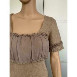D989 Nieuw GIOVANE: maat L=42/44 beige mohair top truitje