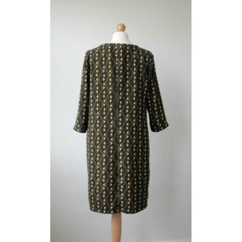 Steps - schitterende retro look jurk / groen print / maat M