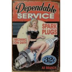 Depandable Service Pinup Bougie reclamebord van metaal 30x20