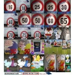 verjaardag bord 16 18 20 21 25 30 40 50 60 65 70 75 80 jaar