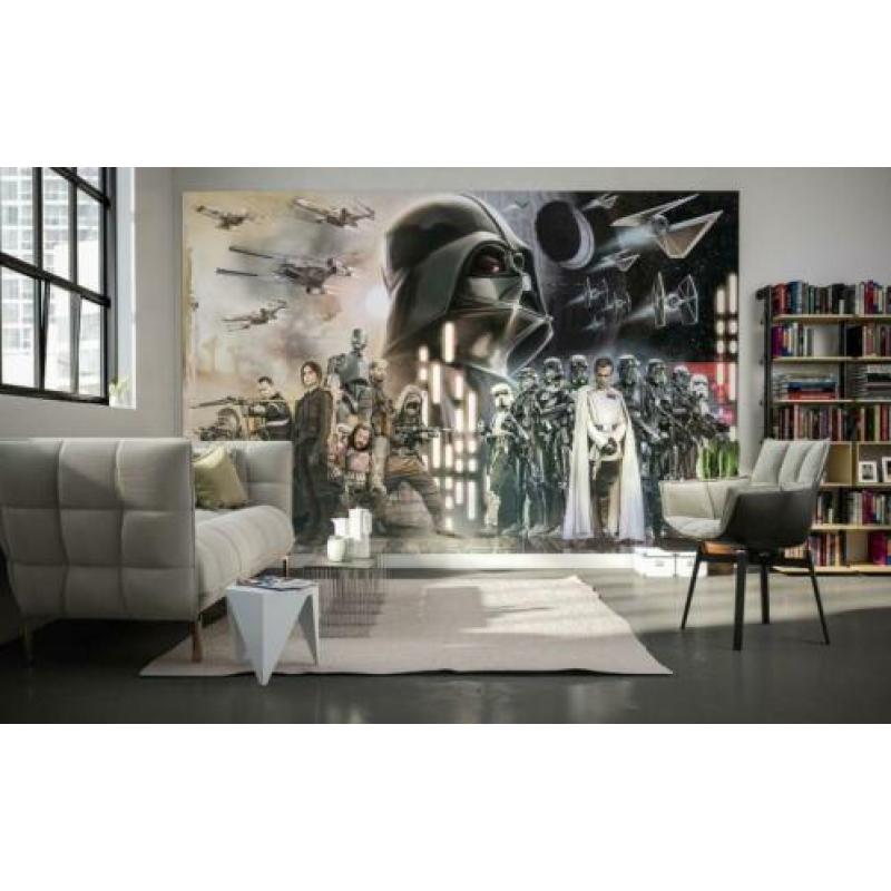 Afmeting: 400 cm breed x 250 cm hoog Materiaal: vliesbehang