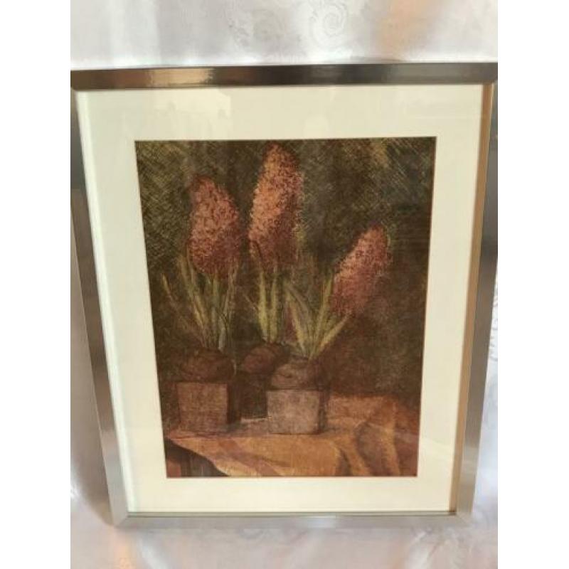 Ets schilderij Hyacinten van Hilda Oosterop 40/50 cm