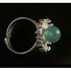 Zilveren RING en OORBELLEN met CHRYSOPRASE steen