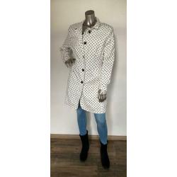 Trenchcoat voorjaar jas Junge polkadot crème zwarte stip L