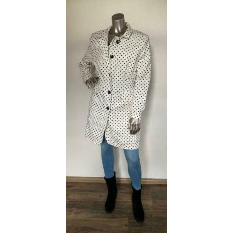 Trenchcoat voorjaar jas Junge polkadot crème zwarte stip L