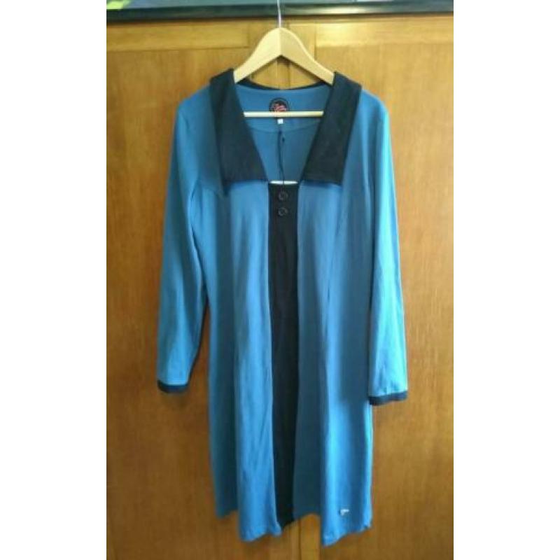 NIEUW MET KAARTJE Tante Betsy Pippa jurk L petrol blauw
