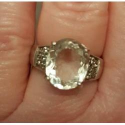 925 sterling zilveren ring met fraaie grote kleurloze beryl