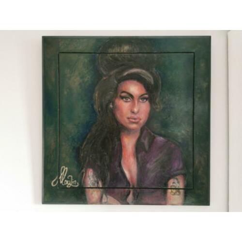Amy Winehouse Portret met Olieverf Geschilderd 80x80