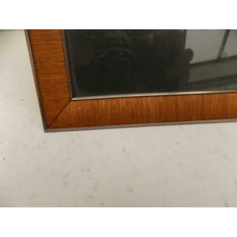 fotolijst met teak houtinleg en metaal jaren 70 vintage