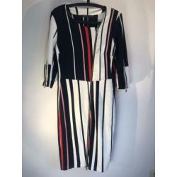 Crème de la crème jurk in blauw/wit/rood/roze maat M