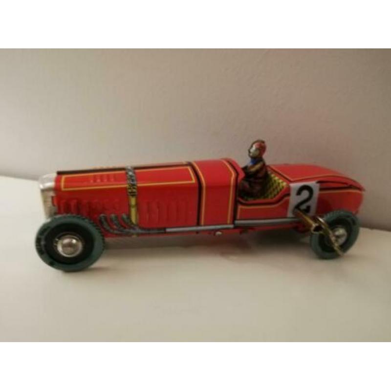 Blikken raceauto met sleutel en doosje 18 cm opwindbaar!!!
