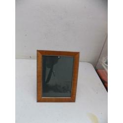 fotolijst met teak houtinleg en metaal jaren 70 vintage