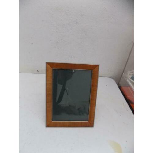 fotolijst met teak houtinleg en metaal jaren 70 vintage