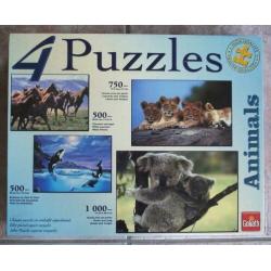 Legpuzzel dieren - 4 puzzels in één doos