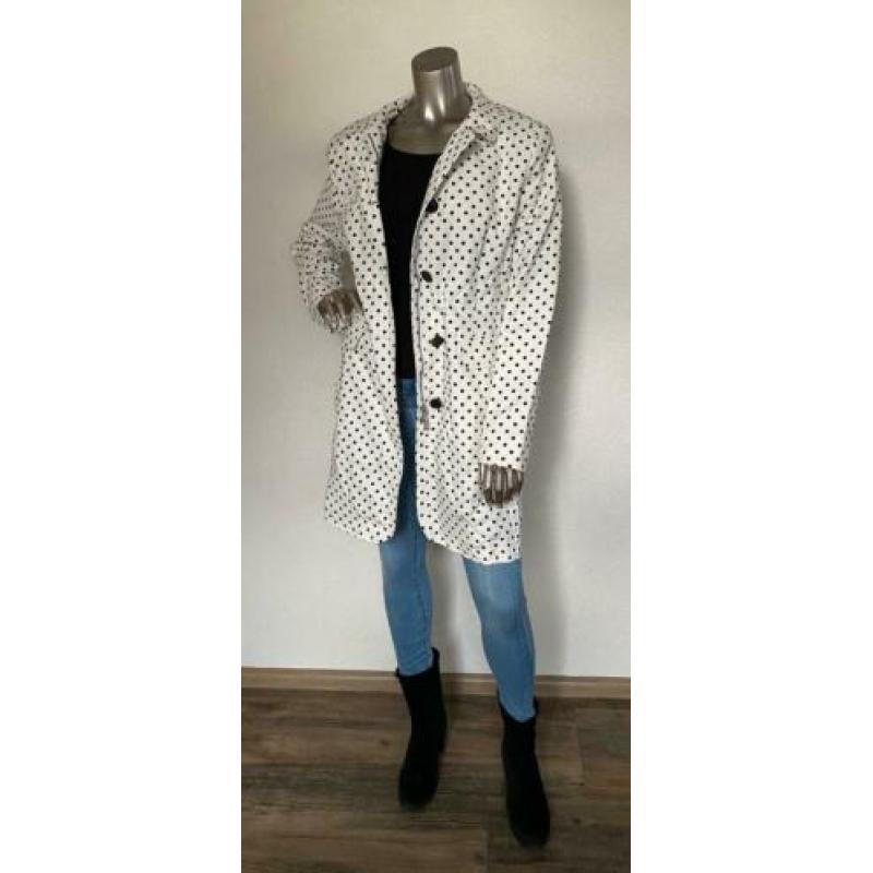 Trenchcoat voorjaar jas Junge polkadot crème zwarte stip L