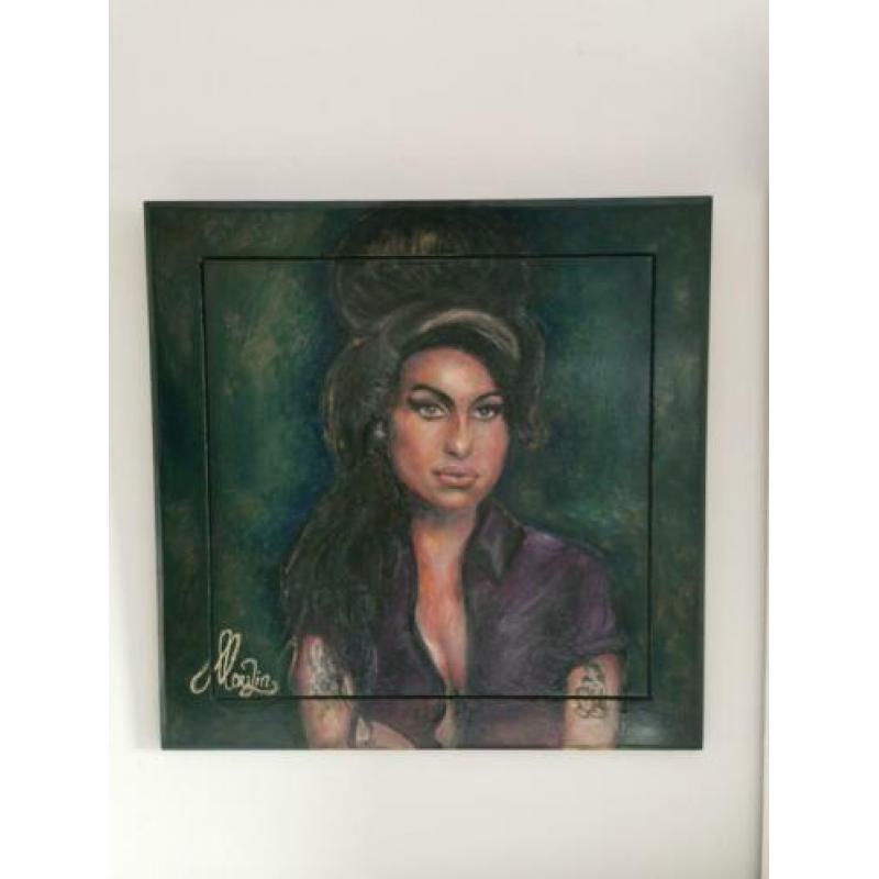 Amy Winehouse Portret met Olieverf Geschilderd 80x80