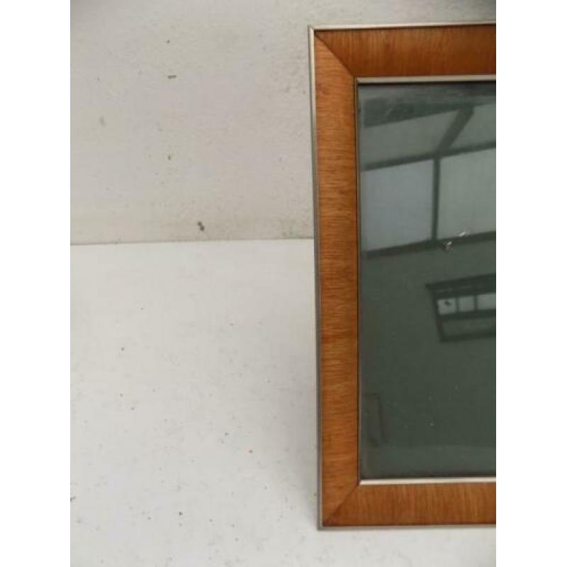 fotolijst met teak houtinleg en metaal jaren 70 vintage