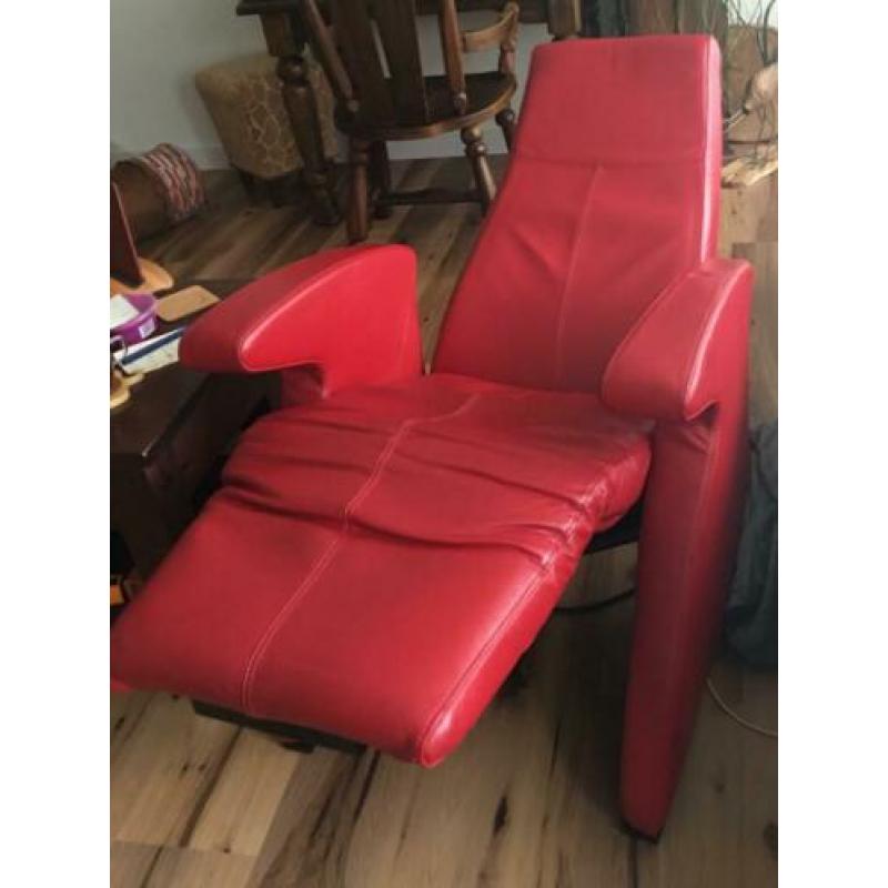 relaxstoelen rood leder