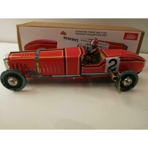Blikken raceauto met sleutel en doosje 18 cm opwindbaar!!!
