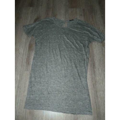 Chique grijs linnen tricot jurk Stella Nova maat L 42 44