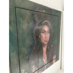 Amy Winehouse Portret met Olieverf Geschilderd 80x80