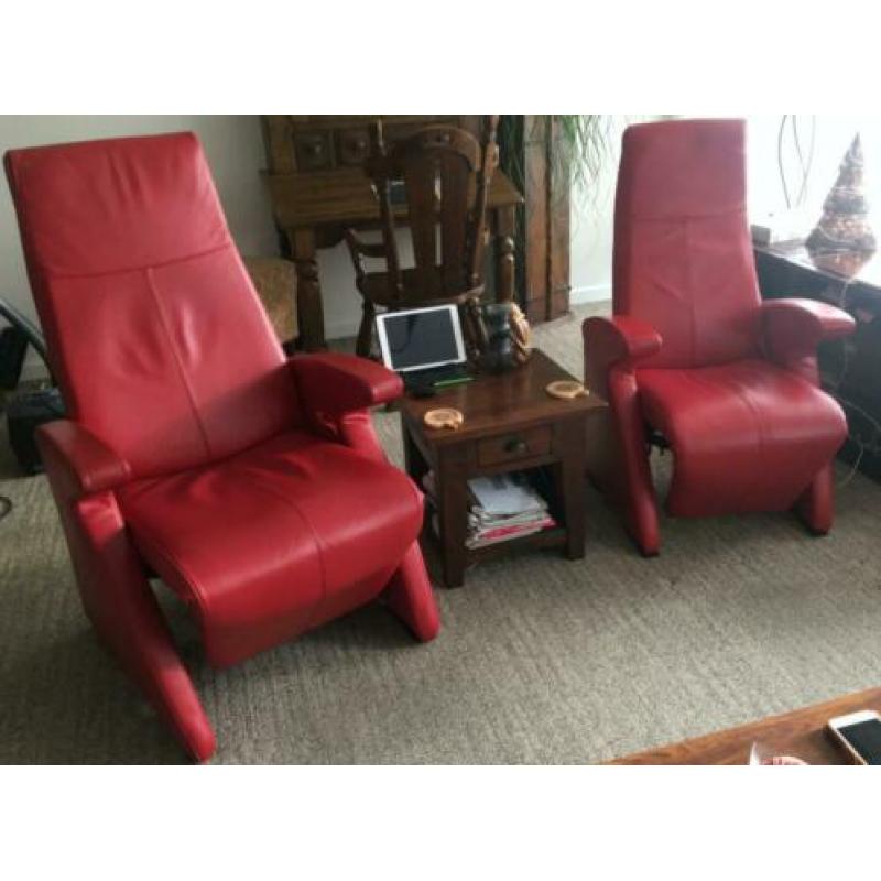 relaxstoelen rood leder