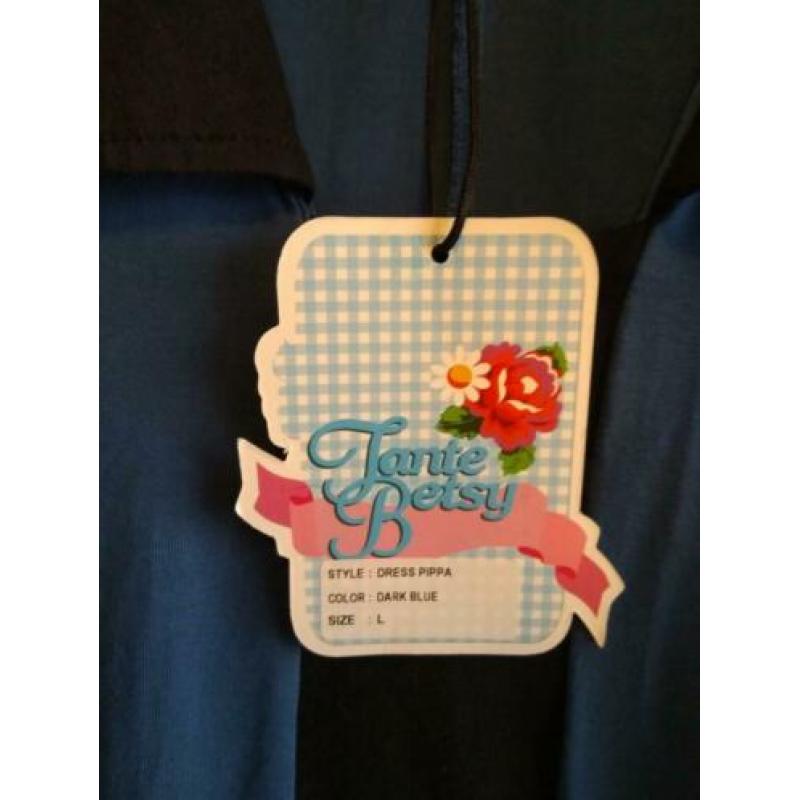NIEUW MET KAARTJE Tante Betsy Pippa jurk L petrol blauw