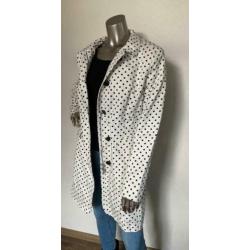 Trenchcoat voorjaar jas Junge polkadot crème zwarte stip L