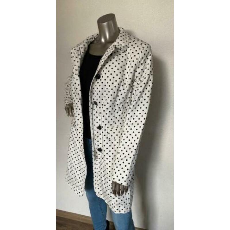 Trenchcoat voorjaar jas Junge polkadot crème zwarte stip L