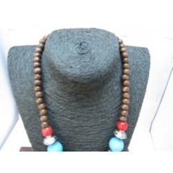 Vintage Tibetaanse ketting, Tibetaans zilver met hanger.3702