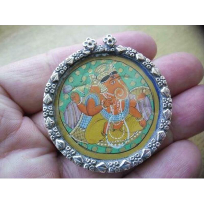 zilveren schilderij hanger van Hindoe-God Ganesha [242]