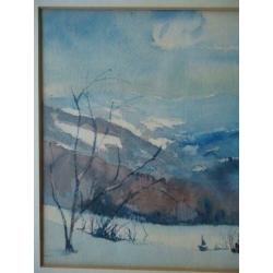 Aquarel winterlandschap gesigneerd