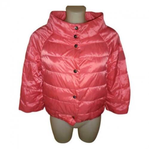 D4A Elisabetta Franchi roze dons jas gouden merk drukkers S