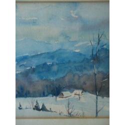 Aquarel winterlandschap gesigneerd