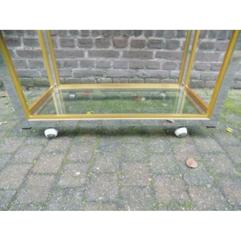 Serveerwagen Hollywood regency style chroom messing vintage