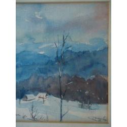 Aquarel winterlandschap gesigneerd