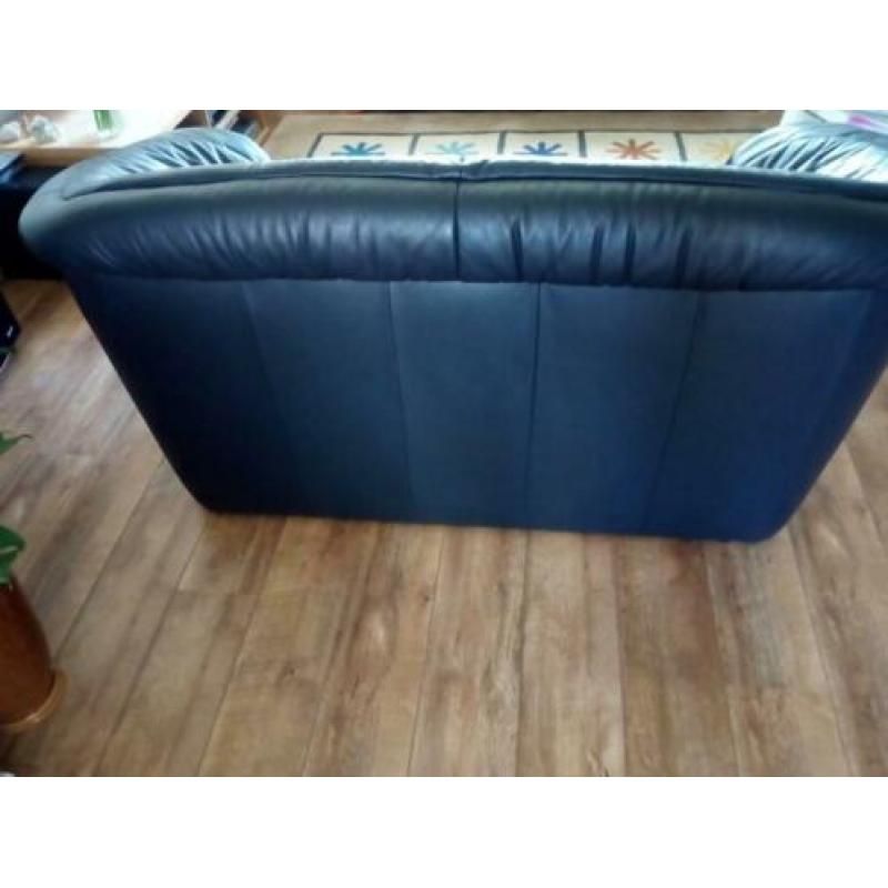 donkerblauw leren 2 zitsbank