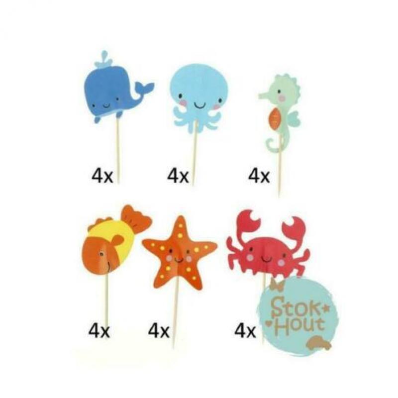 Cupcake decoratieset 'Beachparty' - 24st | Stokhout 78