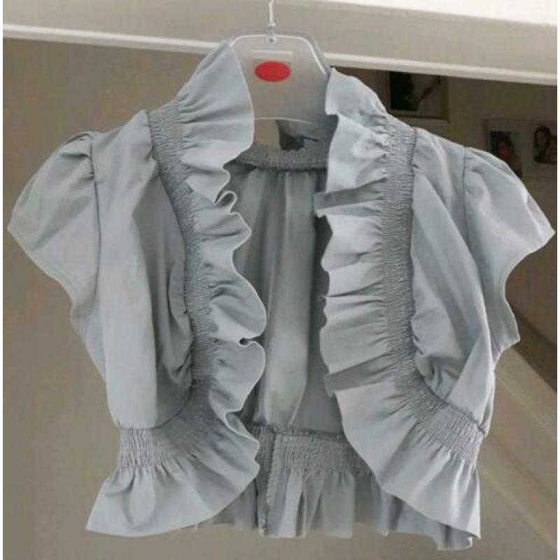 korte bolero met ruches en brede elastische band mt M/ L/xl