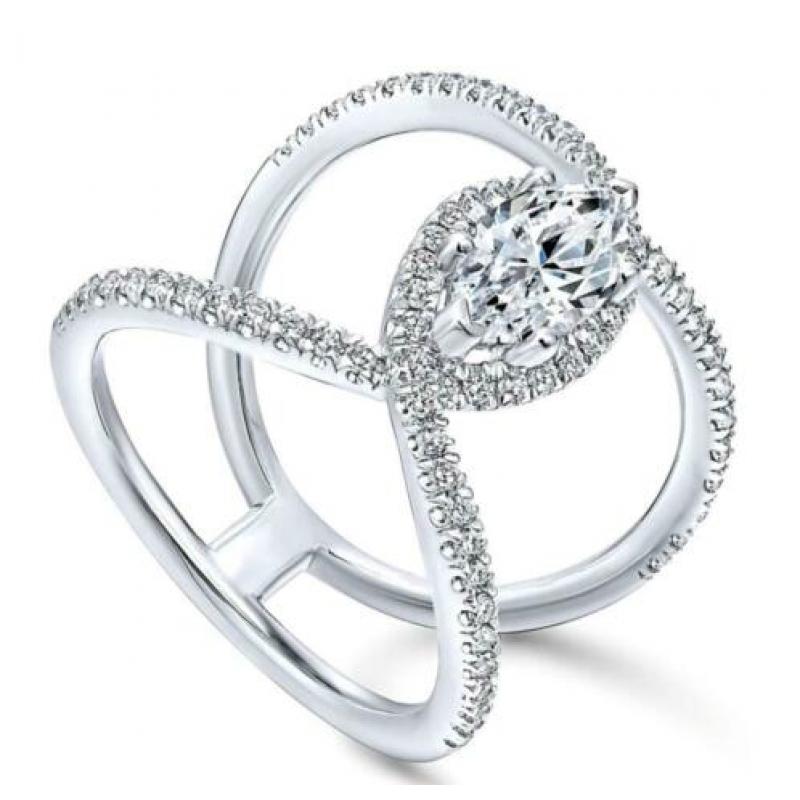 Elegante 925 sterling zilveren ring met witte zirkonen