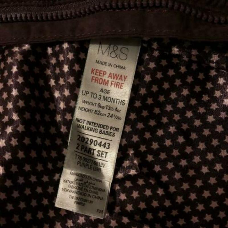 Skipakje baby pakje paars maat 62 m&s m en s overall winter