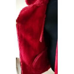 Rode leer look gevoerde winterjas van Berskha mt S