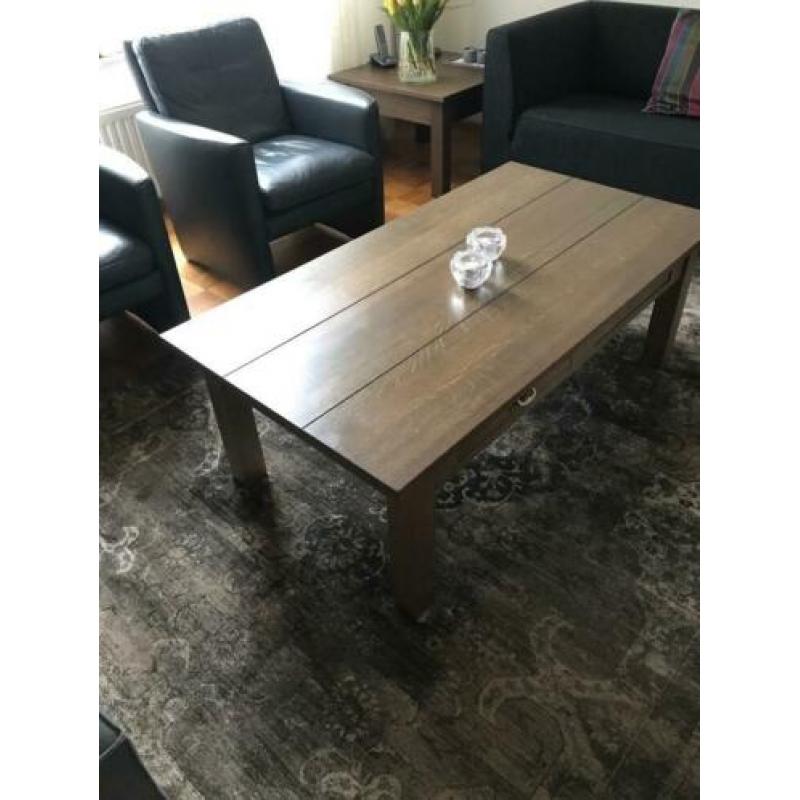 Tafel salontafel + bijzet/hoektafel