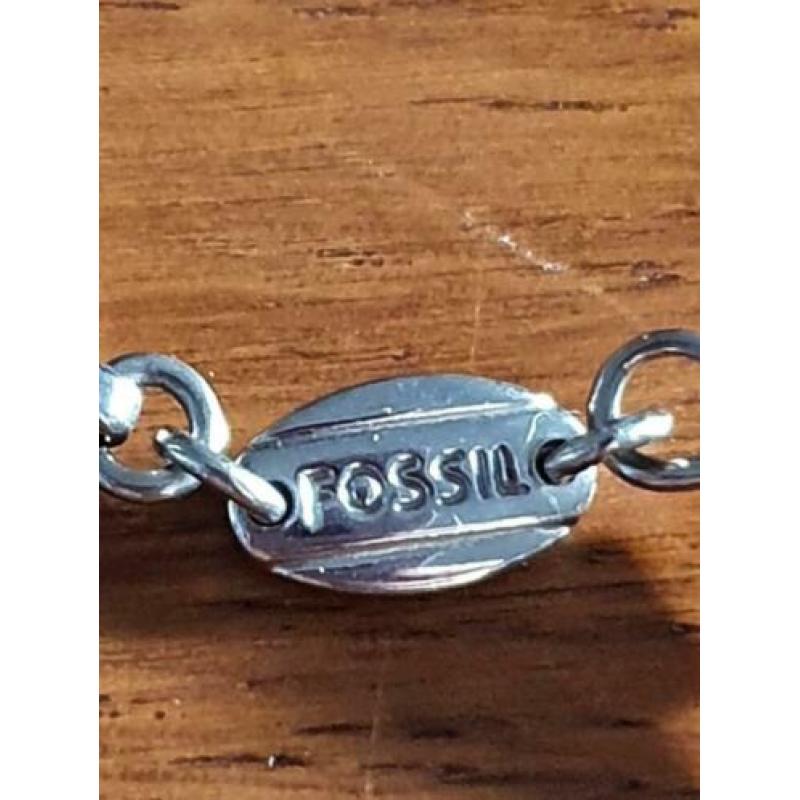 FOSSIL ketting met stalen FOSSIL hanger met steentjes !!!